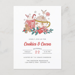 Carte Postale Invitation de Cookies et Cocoa Party