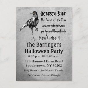 Carte Postale Invitation de Crow Halloween