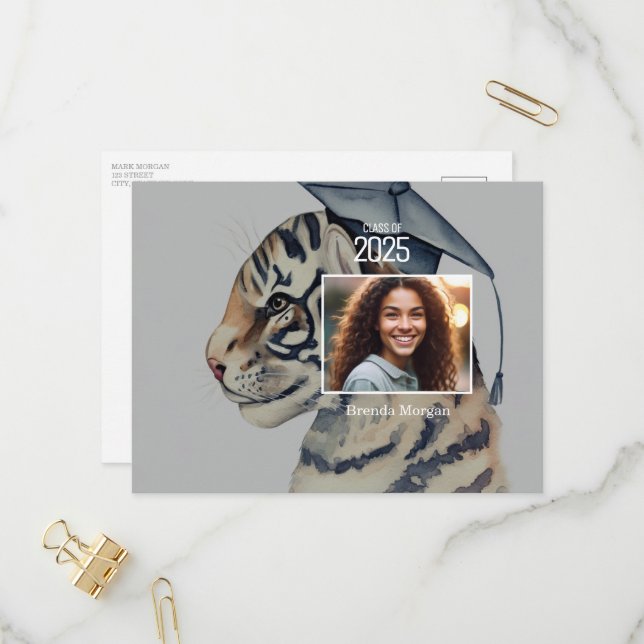 Carte postale Invitation de diplôme unique avec co (Devant/Arrière en situation)