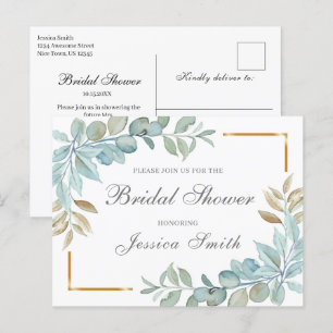 Carte postale Invitation de douche nuptiale aquare