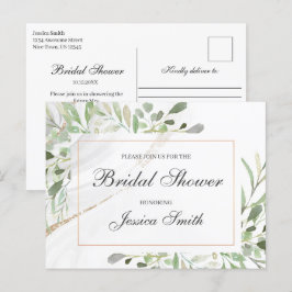 Carte postale Invitation de douche nuptiale aquare