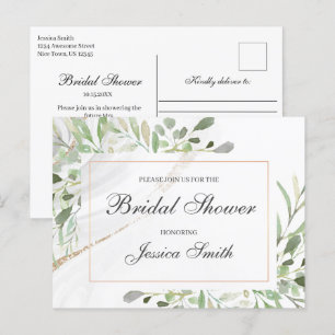 Carte postale Invitation de douche nuptiale aquare