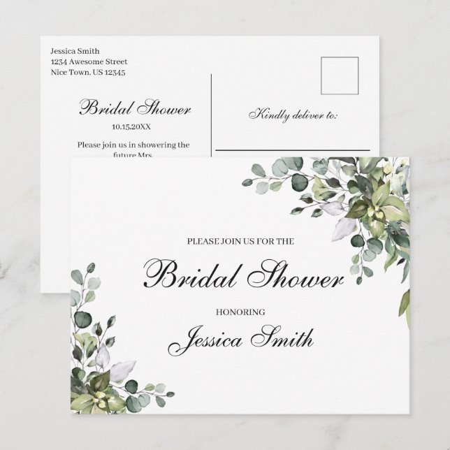 Carte postale Invitation de douche nuptiale Eucaly (Devant / Derrière)