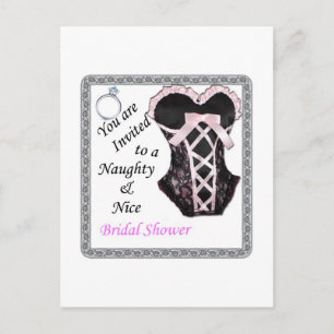 Carte Postale invitation de douche nuptiale - Naughty & Nice ros