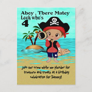 Carte Postale Invitation de fête d'anniversaire du Pirate