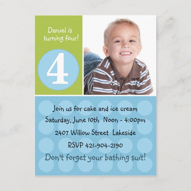 Carte Postale Invitation de fête d'anniversaire pour enfants (Devant)