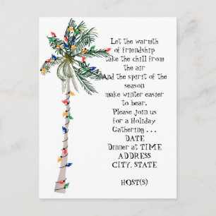 Carte Postale Invitation de fête de Noël de palmier tropical