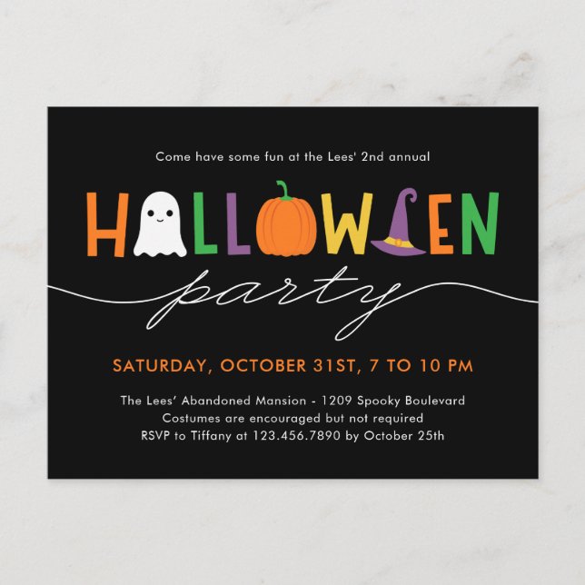 Carte postale Invitation de fête d'Halloween amusa (Devant)