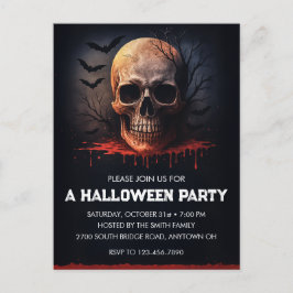 Carte postale Invitation de fête d'Halloween crâne