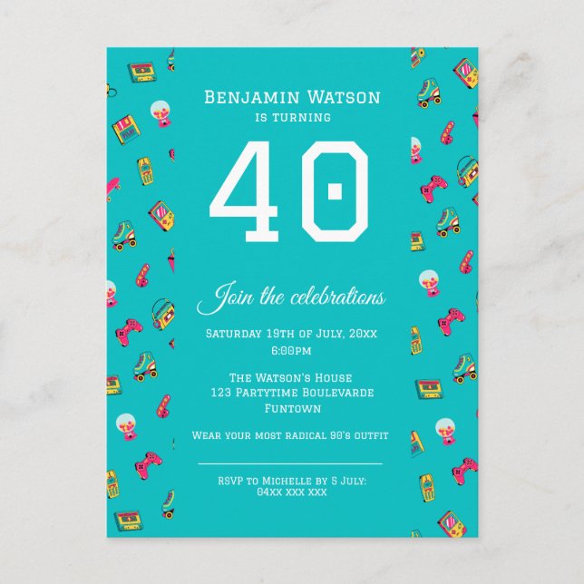 Carte postale Invitation de fête - Iconic 90's rét (Devant)