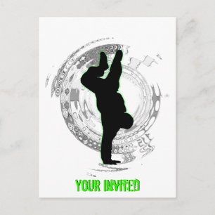 Carte Postale Invitation de la fête de Bboy