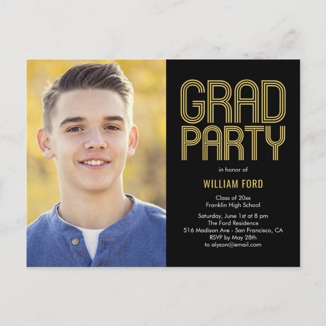 Carte postale Invitation de la fête de graduation  (Devant)