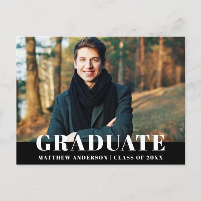 Carte Postale Invitation de la fête de graduation moderne Bold (Devant)