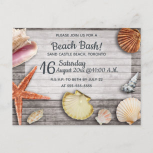 Carte Postale Invitation de la fête des coquilles de plage Edita