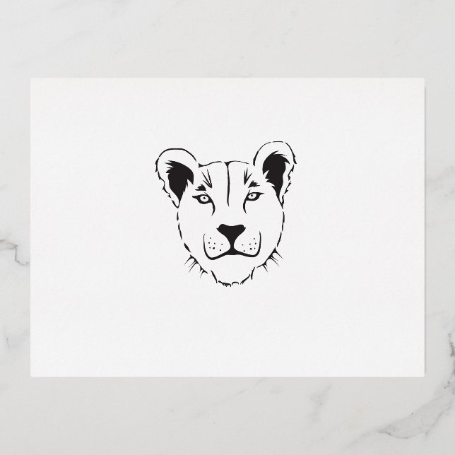 Carte postale Invitation de la lionne barbare Foil (Recto)
