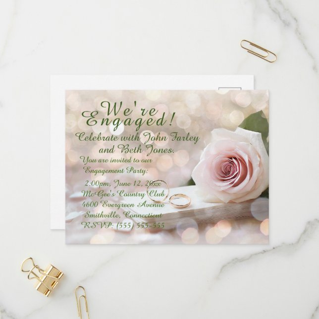 Carte postale Invitation de la partie d'engagement (Devant/Arrière en situation)