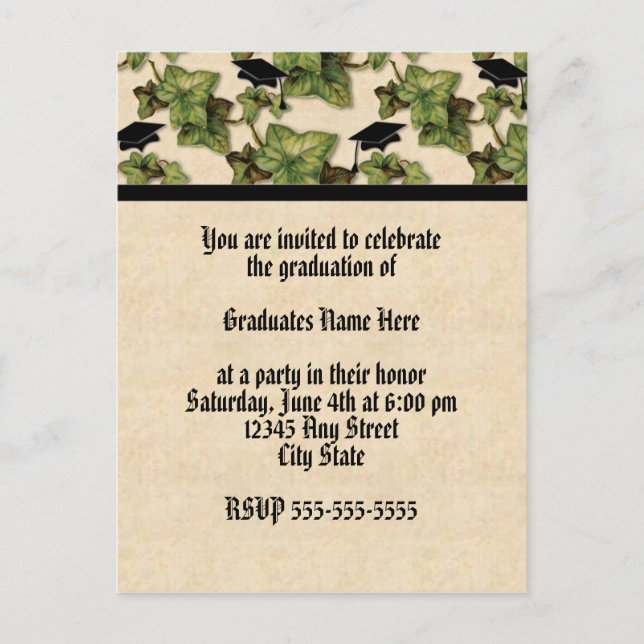 Carte Postale Invitation de la partie Ivy (Devant)