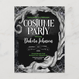 Carte Postale Invitation de la soirée costumée d'Halloween noir