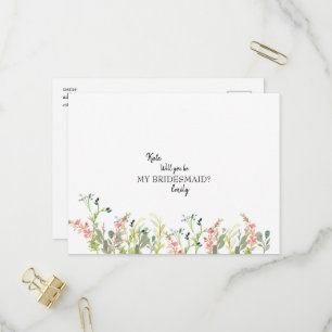 Carte Postale Invitation de mariage aux fleurs sauvages, veux-tu