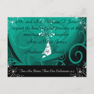 Carte Postale Invitation de mariage chrétien bleu sarcelle Cala