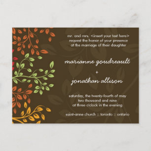 Carte Postale Invitation de Mariage de automne fantastique