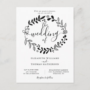 Carte Postale Invitation de mariage photo de guirlande florale n