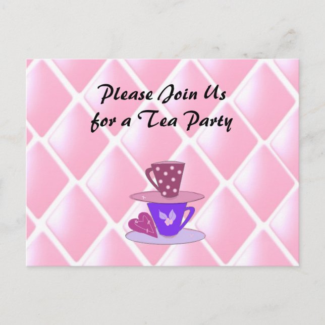 Carte Postale Invitation de Teacups Tea Party (Devant)