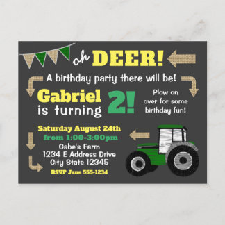 Carte Postale Invitation de tracteur de tableau, tracteur d'anni