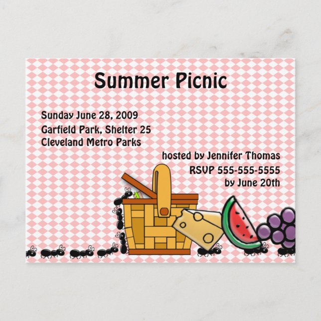 Carte Postale Invitation de voleurs de pique-nique (Devant)