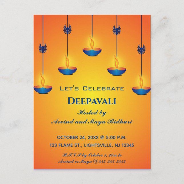 Carte Postale Invitation Deepavali (Devant)