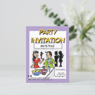 Carte postale Invitation Dessin De Fête