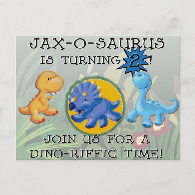 Carte Postale Invitation Dino PERSONNALISÉ (Devant)