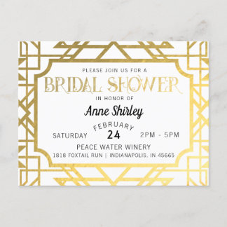 Carte postale Invitation douche nuptiale Art Déco 