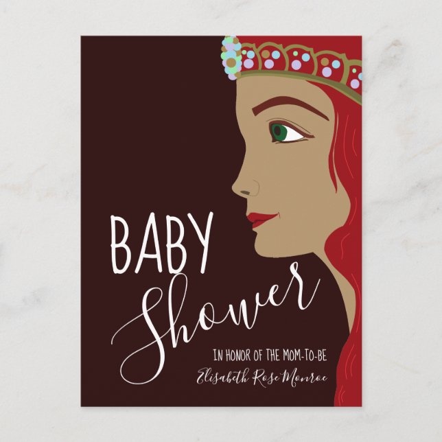 Carte Postale Invitation du Baby shower rouge Princesse (Devant)