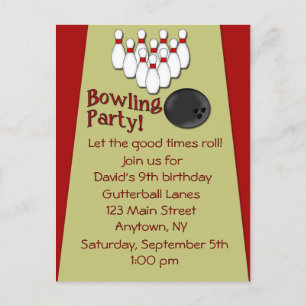Carte Postale Invitation du Bowling Party