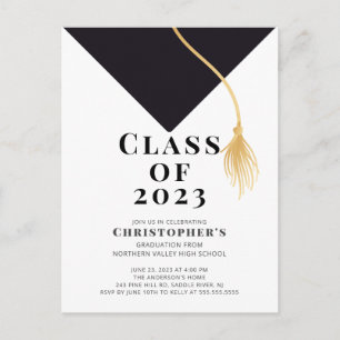 Carte Postale Invitation du Grad Casquette Graduation Party