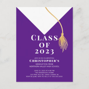 Carte Postale Invitation du Grad Casquette Graduation Party