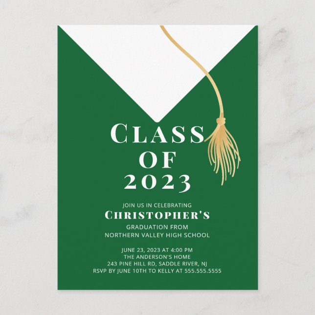 Carte Postale Invitation du Grad Casquette Graduation Party (Devant)