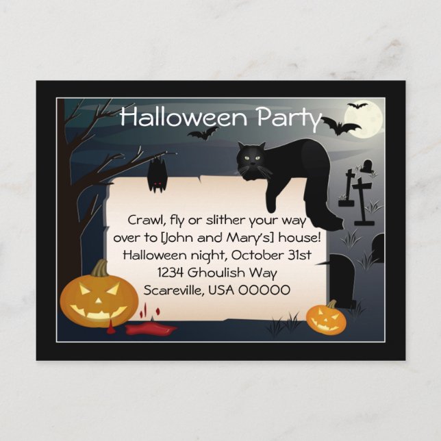 Carte Postale Invitation du parti Halloween (Devant)