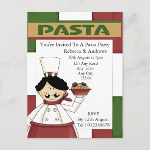 Carte Postale Invitation du Pasta Party