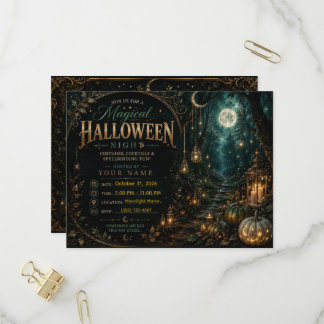 Carte Postale Invitation éditable pour une nuit magique d'Hallow