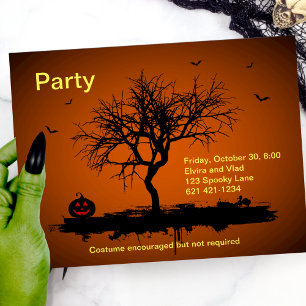 Carte postale Invitation éffrayante Orange Grunge 