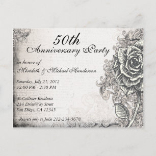 Carte Postale Invitation élégante de fête d'anniversaire de rose