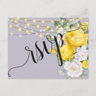 Carte Postale Invitation élégante rustique lumières Jaune Flor R