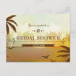Carte Postale Invitation Fête des mariées Tropical Orange Beach