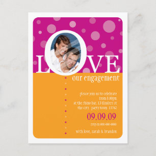 Carte Postale INVITATION fiançailles :: LOVEbubbles 3