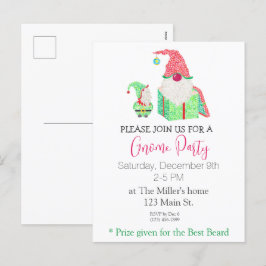 Carte postale Invitation Gnome Holiday Party