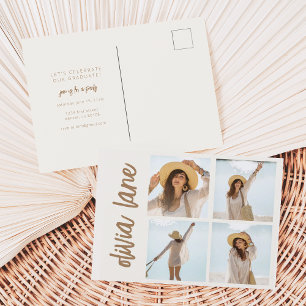 Carte postale Invitation Grad Party avec quatre ph