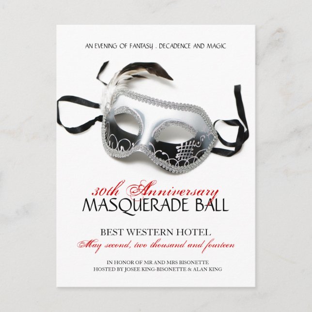 Carte Postale Invitation Masquerade Ball (Devant)