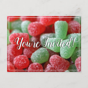 Carte postale Invitation Noël Red & Green Gumdrops